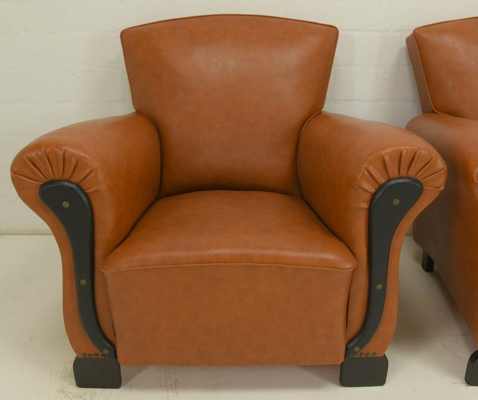 ANTIK! Paar Club Sessel Art Déco um 1940 Lounge Chairs Kunstledersessel zwei 2 F-1203 in Lüdinghausen