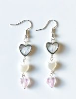 Ohrringe earrings with heart beads and pearls, kawaii, handmade Baden-Württemberg - Mannheim Vorschau