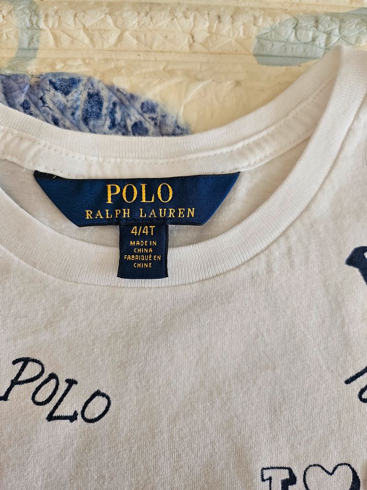 Polo Ralph Lauren T-shirt Mädchen Shirt weiß blau Gr. 104 in Ensdorf