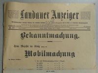 Landau Anzeiger – August 1914 –Mobilmachung 1. Weltkrieg Rheinland-Pfalz - Bad Dürkheim Vorschau