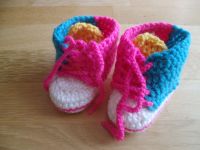 Baby Schühchen Schuhe gehäkelt selbstgemacht hand made bunt Bayern - Reckendorf Vorschau