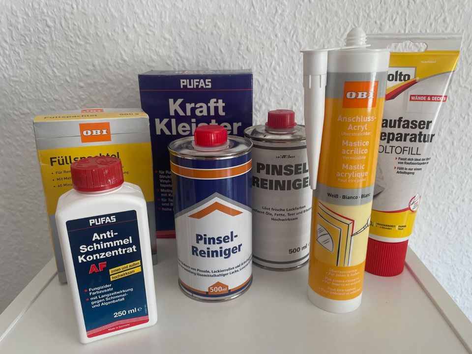 Malerbedarf: z.T. OVP Kraft Kleister Pufas, Acryl, Pinselreiniger in Hof (Saale)