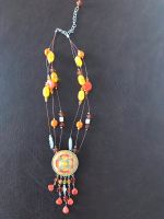 Modeschmuck - Halskette mit Anhänger orange- und gelbfarben Bayern - Dittelbrunn Vorschau