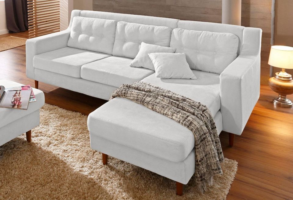 sofa Ecksofa Recamiere rechts creme 223 cm Virginia Neu Struktur in Hamburg