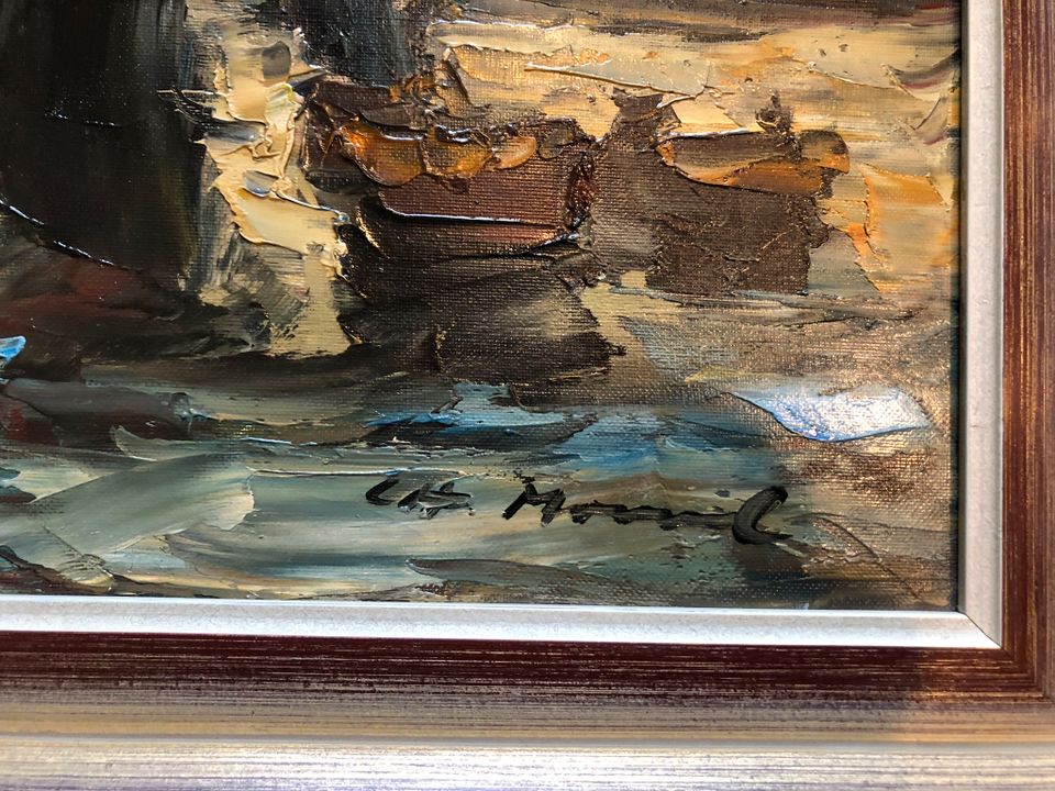 Öl-Gemälde Segelschiffe 100 x 49 cm in Langenberg