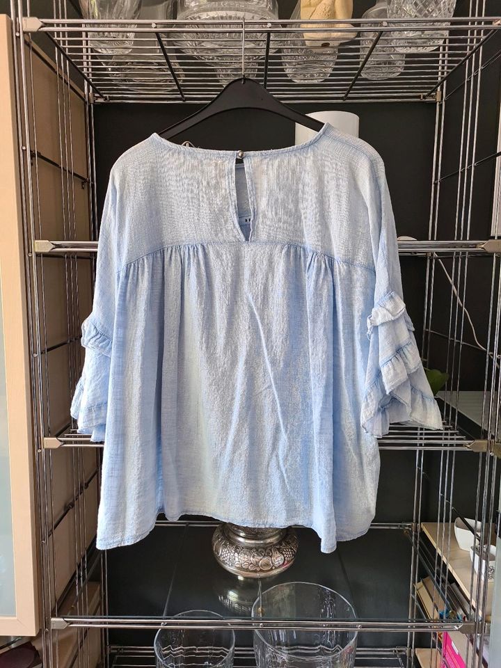 Musselin Bluse Hellblau Oversize Made in Italy in Dortmund