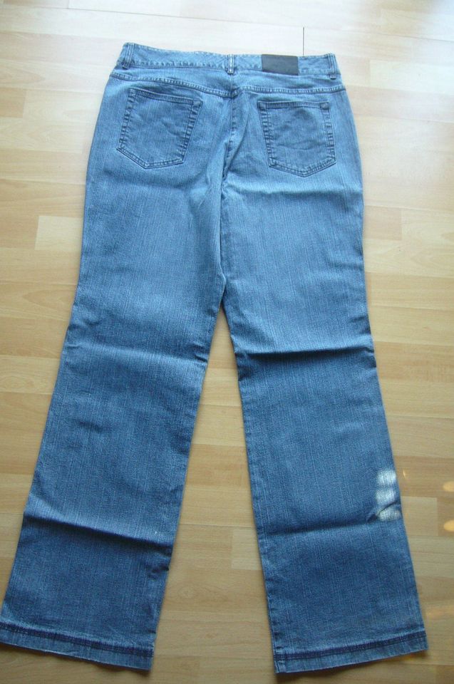 Damenhose - Stretch- Jeans  mit Straßsteinchen - grau / schwarz in Hage