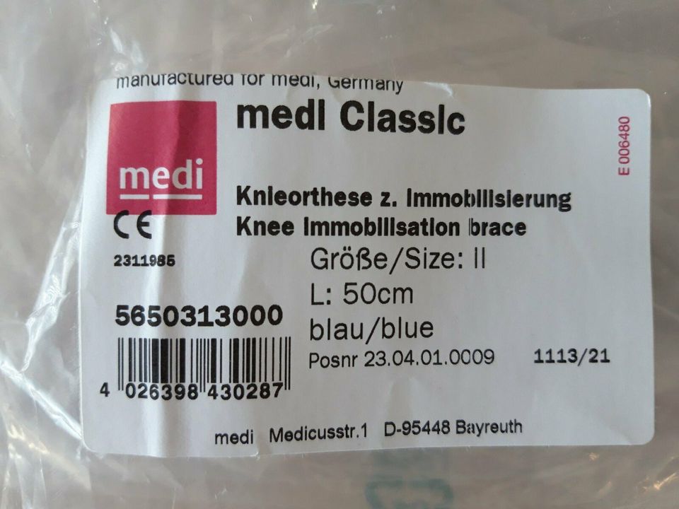 medi Classic Jeans Knieorthese / Schiene 50 cm blau Größe II in Aidlingen