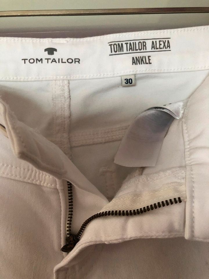 Tom Tailor Damen Jeans Alexa Ankle slim Gr. 30 Länge 30 weiß in Wallerfangen