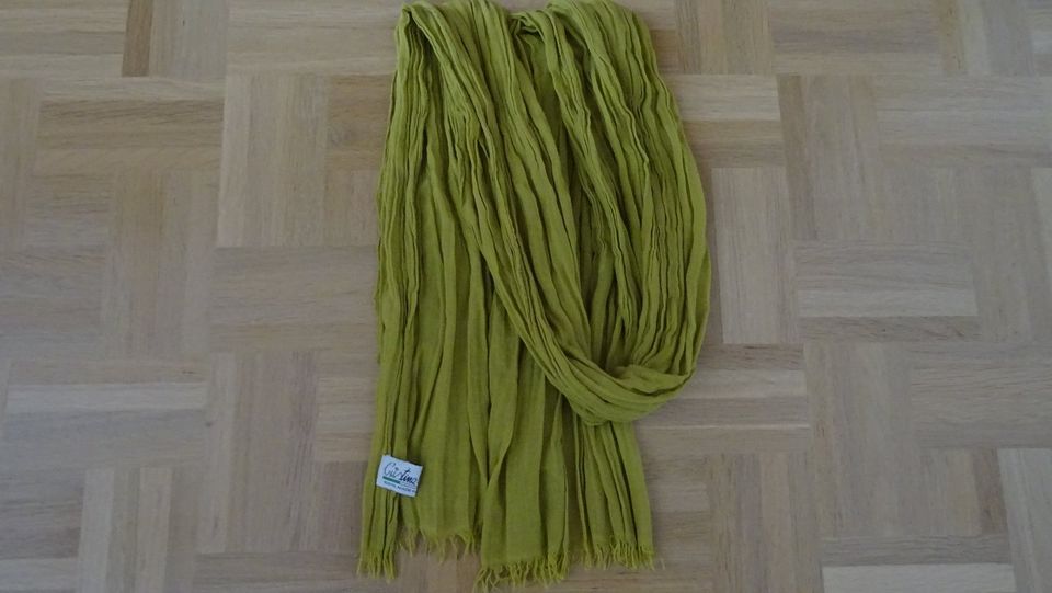 ITALY Unisex Damen Herrren Schal 32x180 cm, Baumwolle grün oliv in Pforzheim