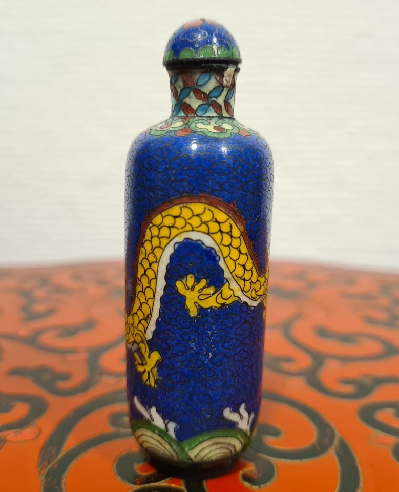 CHINA CLOISONNE EMAILLE SNUFF BOTTLE FLASCHE DRACHE PERLE (2) in Mülheim (Ruhr)