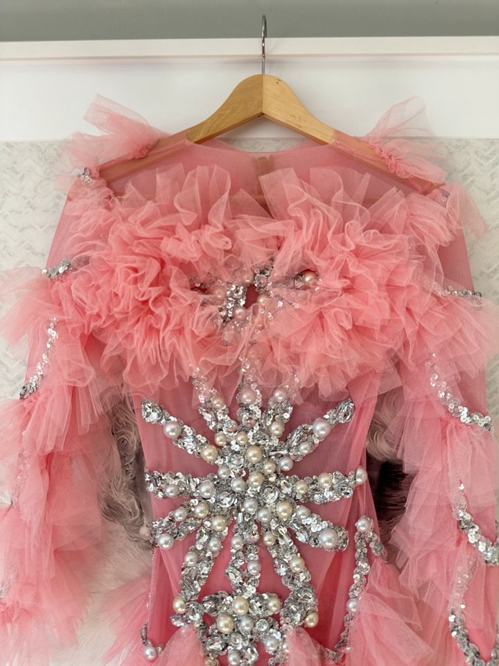 Kleid Partykleid Abiball rosa pink Glitzer xs s 34 36 wie neu in Düsseldorf