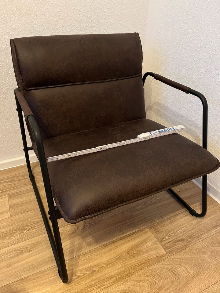 Stuhl Sitz Braun Leder braunes Kunstleder Vintage in Dresden