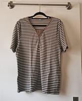 Damen-Shirt in Braun/Weiß gestreift mit Zierknöpfen – Gr. 48 Baden-Württemberg - Aalen Vorschau