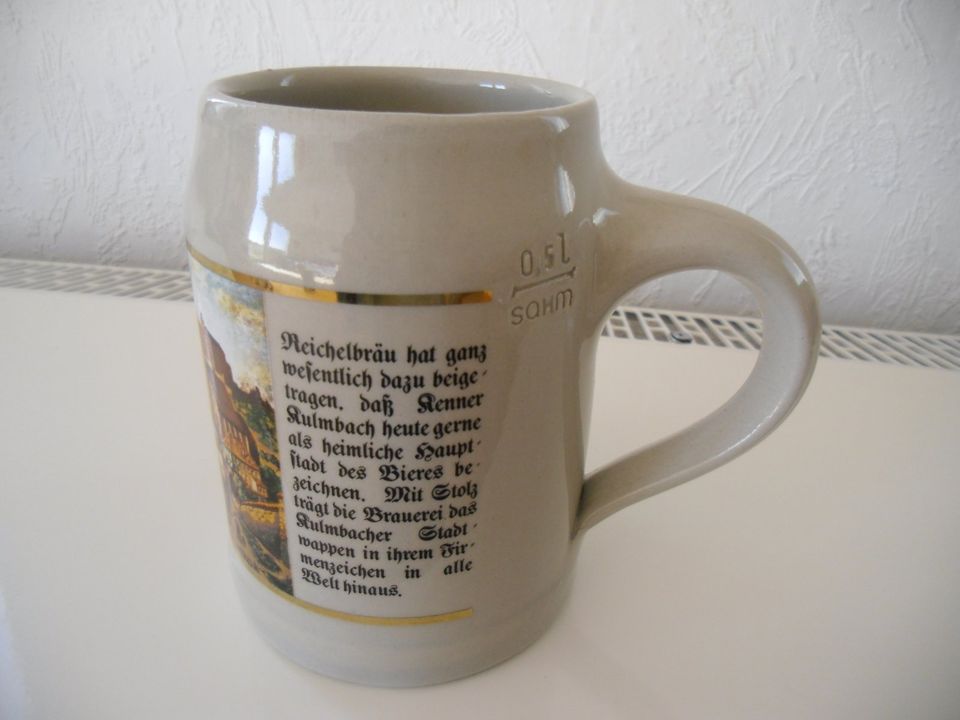 Bierkrug Kulmbacher Reichelbräu 950 Jahre Zinndeckel 0,5 Liter in Wildeck