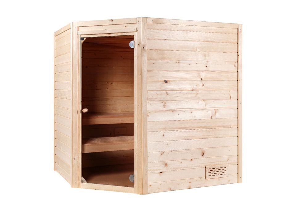 Sauna Blockbohlensauna Saunakabine Ecksauna Innensauna 8KW Ofen in Weimar