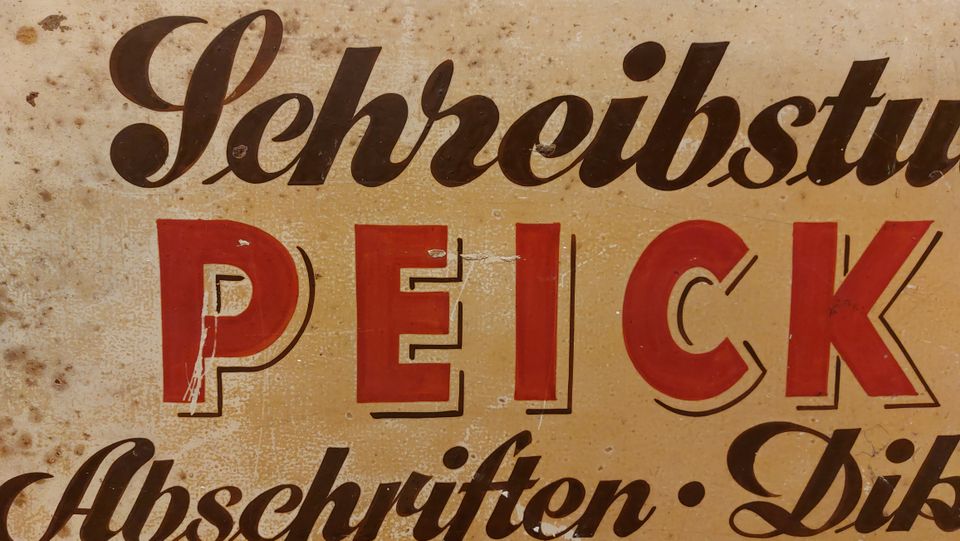 Stahlblechschild  Schreibstube -Original in Essen