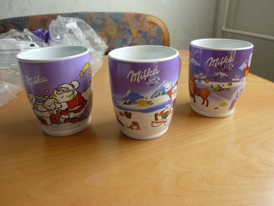3 Milka - Weihnachtstassen Edition 14, 15, 16 in Halle