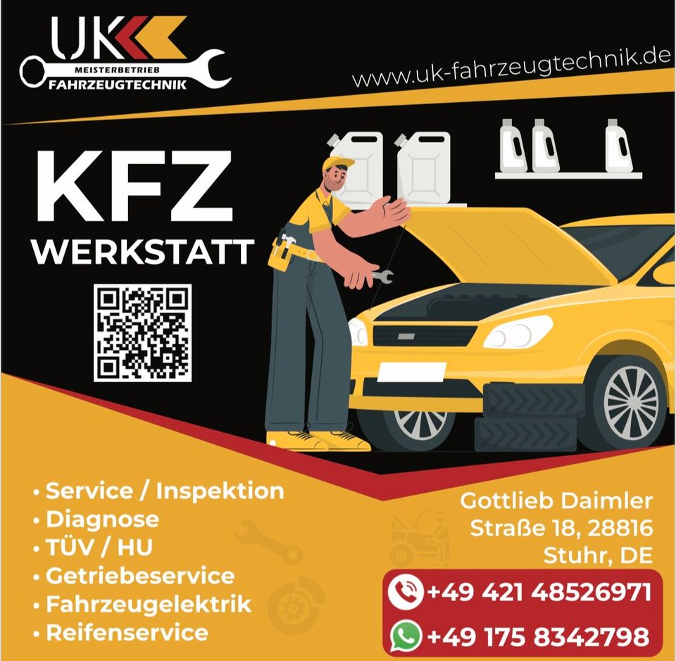 KFZ-Werkstatt - Service, Inspektion, Reparatur, Reifen usw. in Stuhr