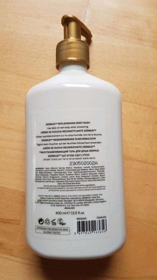 AHAVA Dermud Replenishing Body Wash, 400 ml in Gmund