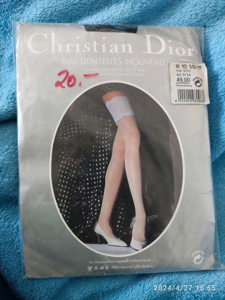 Christian Dior halterlose Strümpfe SCHWARZ keine Strumpfhose in Groß-Gerau