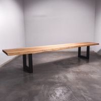 Baumstamm Esstisch 4.6m x 0.9m Nachhaltig Massivholztisch aus 1 Stück Holz Bohlentisch Baumkantentisch Baumstammkanten Wohnzimmertisch Holztisch Design Tisch Stahlbeine Edelstahl Tischbeine Nordrhein-Westfalen - Ochtrup Vorschau