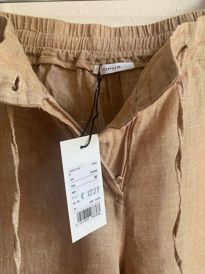 Opus Leinenhose Madeka, Damen, beige, Gr. 38 in Winterhausen