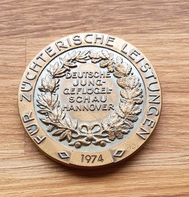 Medaille, Münze, Rassegeflügel, Geflügelschau, Dortmund, Hannover in Quakenbrück