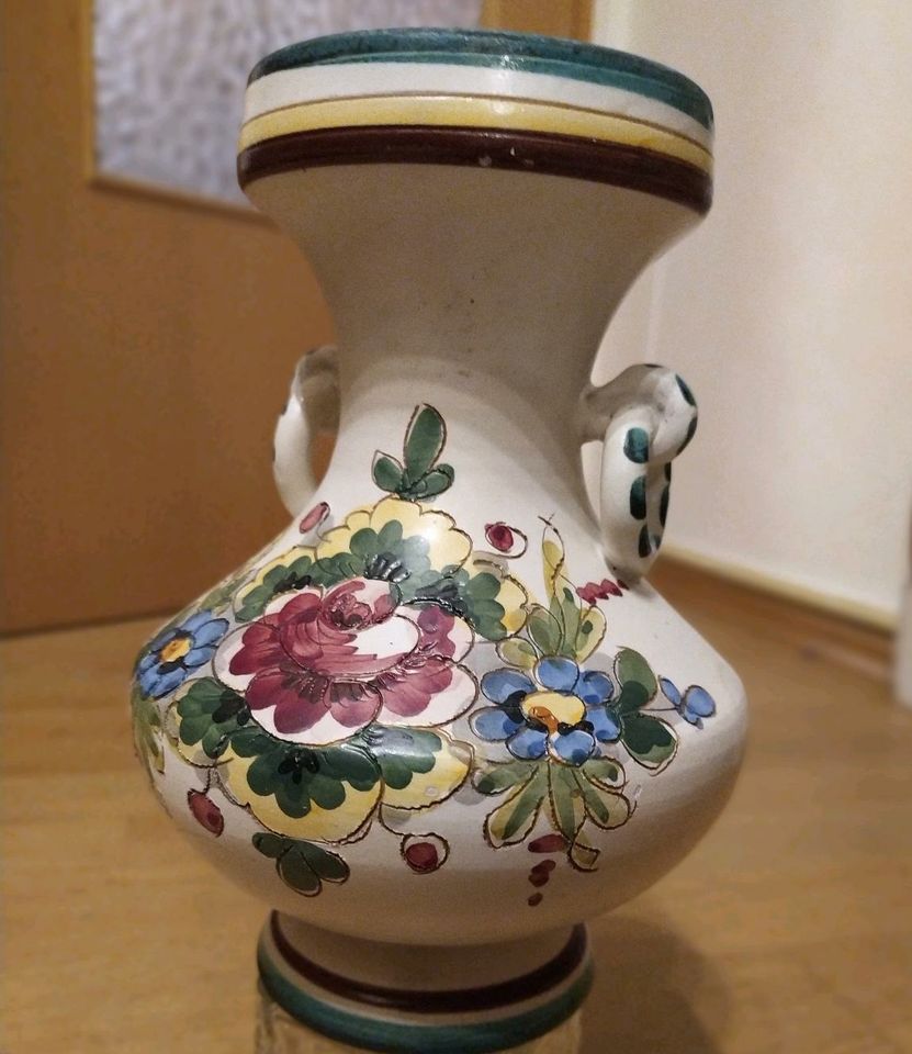 Blumenvase Italy Blumenmuster geritzt handbemalt Vintage in München