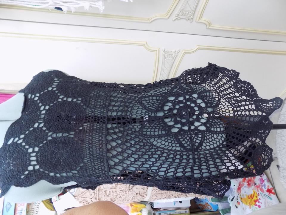 Spitze Häkelshirt bluse schwarz Häkelkleid Gr. M-L Shabby in Fachingen