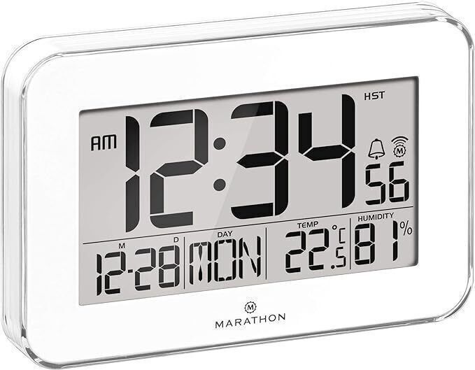 MARATHON Digitale Atom Wanduhr Zeitumstellung mit Innentemperatur in Essen