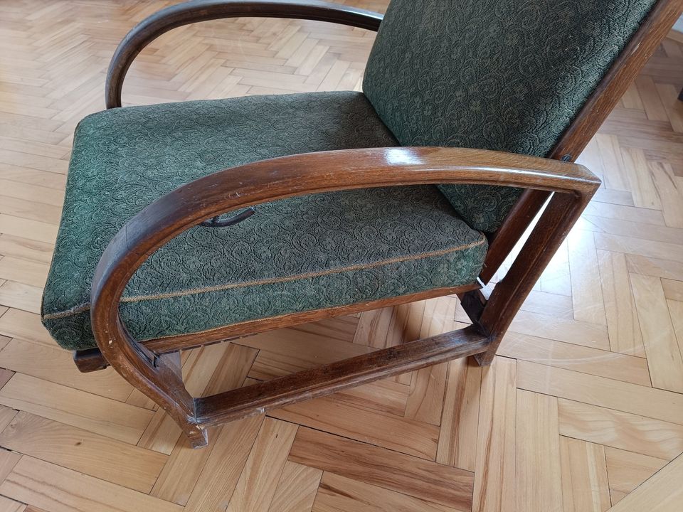 Sessel verstellbar Art Deco Jindrich Halabala 30er Vintage Stuhl in Triptis