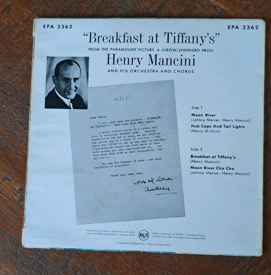 LP alte Schallplatte Breakfast at Tiffanys, Henry Mancini in Nabburg