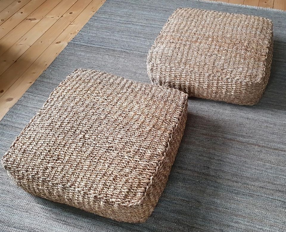 Boho Pouf Hocker Sitzkissen Seegras ANDREA HOUSE neuw./NP358. hay in Wiesbaden