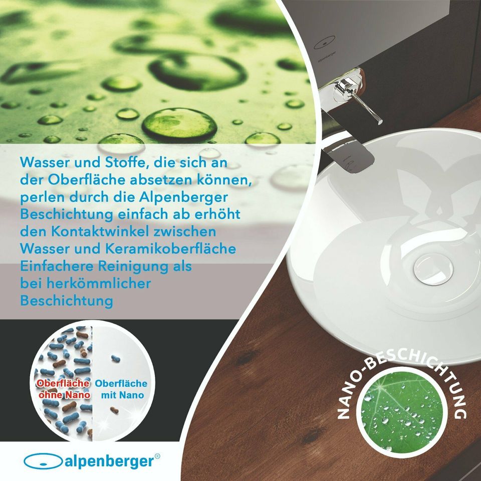 Alpenberger Ovales Aufsatzwaschbecken mit Nanobeschichtung 43cm in Weiterstadt