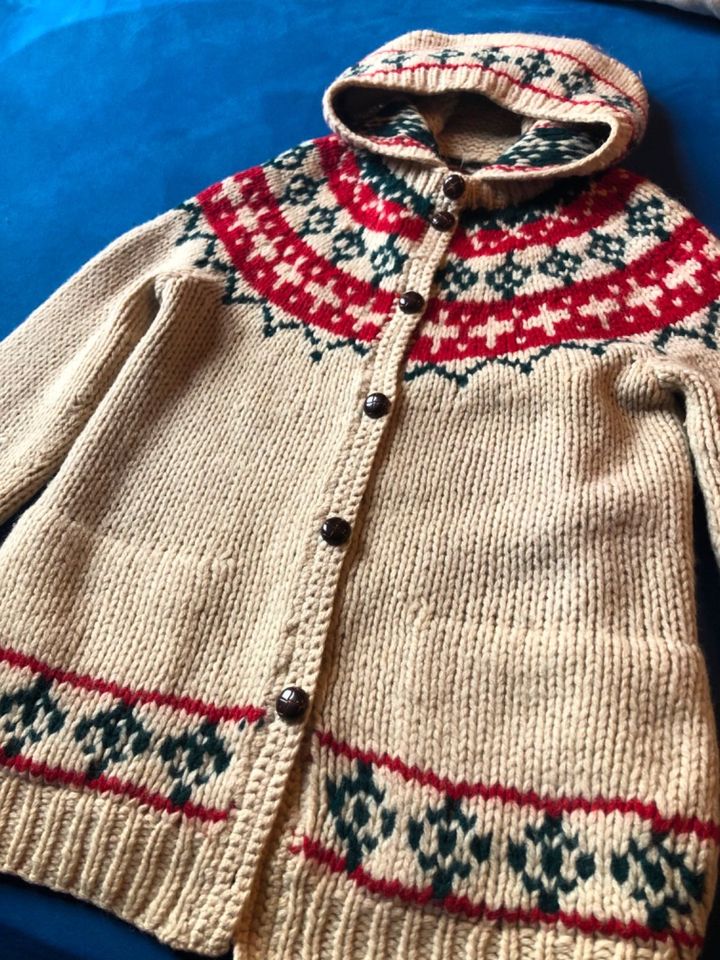 Islandjacke Norweger Mantel reine Wolle handgestrickt Gr 36 in Stoetze