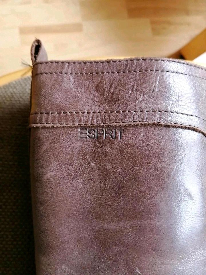 ESPRIT Lederstiefel Gr. 38 braun im Vintage-Look NEUWERTIG! in Wiesbaden