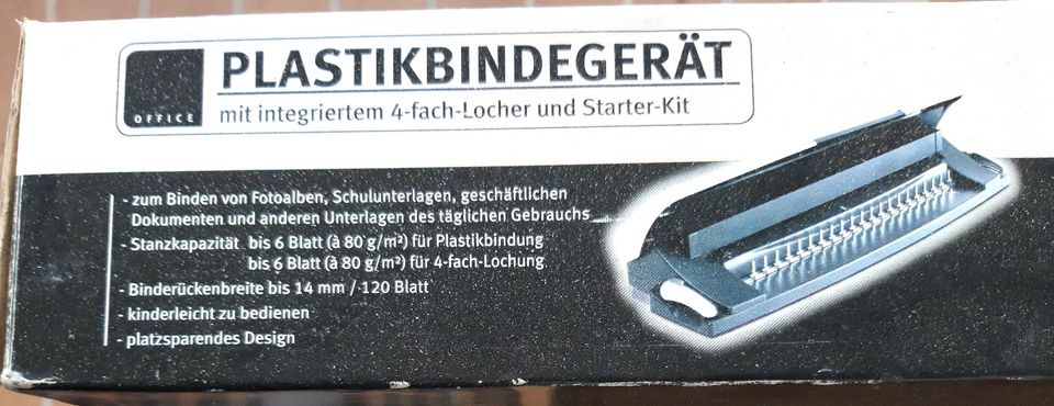 Plastikbindegerät mit integriertem 4-fach-Locher, Starterkitteile in Konstanz