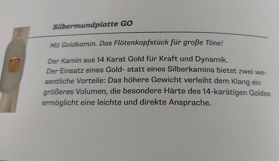 Tomasi Flöte, Ringklappen, Kopf mit goldenem Mundlochkamin in Hamburg