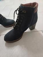 Stiefeletten / Stiefel, Schnüre + Reißverschluss, dunkelblau, 40 Hessen - Groß-Umstadt Vorschau