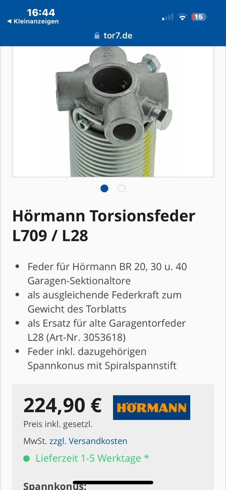 Hörmann Torsionsfeder Garagentor in Bünde