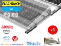 (6x) Unterkonstruktion für 6x Solarmodule 15° Neigung K2 Systems Flachdach Aufständerung S-Dome 6.15 Peak Montageschiene SpeedPorter Solarmodule Trina 430W TSM-NEG9RC.27 GLAS-GLAS Full Black bifazial Nordrhein-Westfalen - Rödinghausen Vorschau