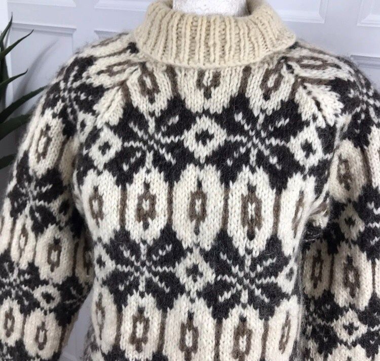 Norweger Pullover reine dicke Wolle Island handgestrickt in Stoetze