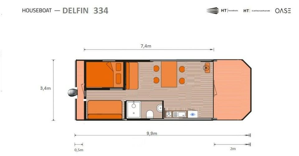 Hausboot DELFIN 334, Katamaran, Motorboot, HT Houseboats, neu in Berlin