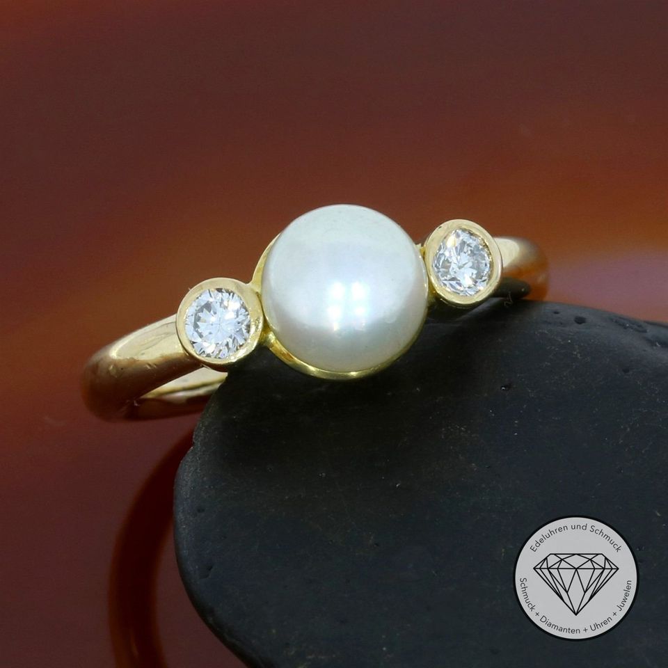 Wert 1.750,- Brillant Perle Ring 750 Gold 18 KT xxyy 173750 in Dortmund