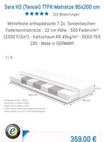 Matratze 7 Zonen 85x200cm Taschenfederkern Nordrhein-Westfalen - Lindlar Vorschau