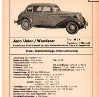 Wanderer W 23 Bj. 1936 - 40 Datenblatt - Schmierplan original Baden-Württemberg - Schopfheim Vorschau