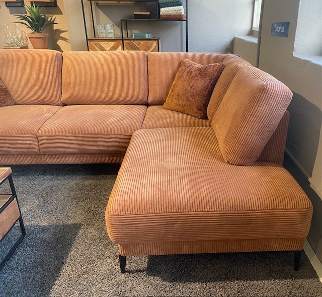 Ecksofa, Couch 269x204 cm, Bezug Cord-Stoff Optik orange/terrakotta NEUWARE in Ronneburg