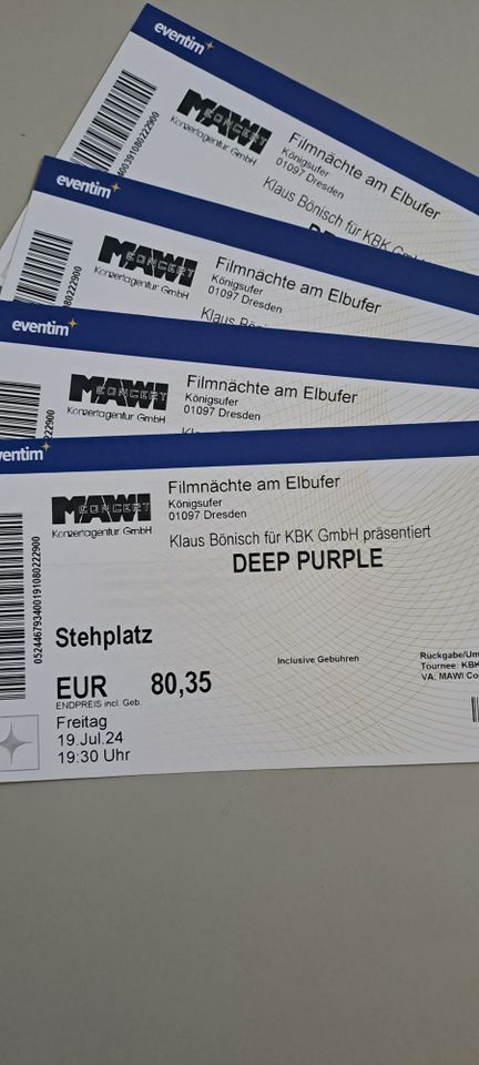 Deep Purple Dresden 19. Juli, 4 Karten in Hohenstein-Ernstthal