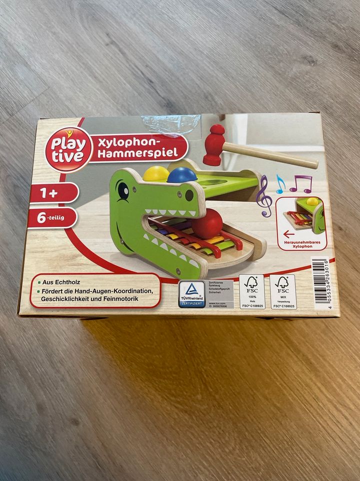 Xylophon Hammerspiel Playtive Krokodil Holzspielzeug in Meckenheim